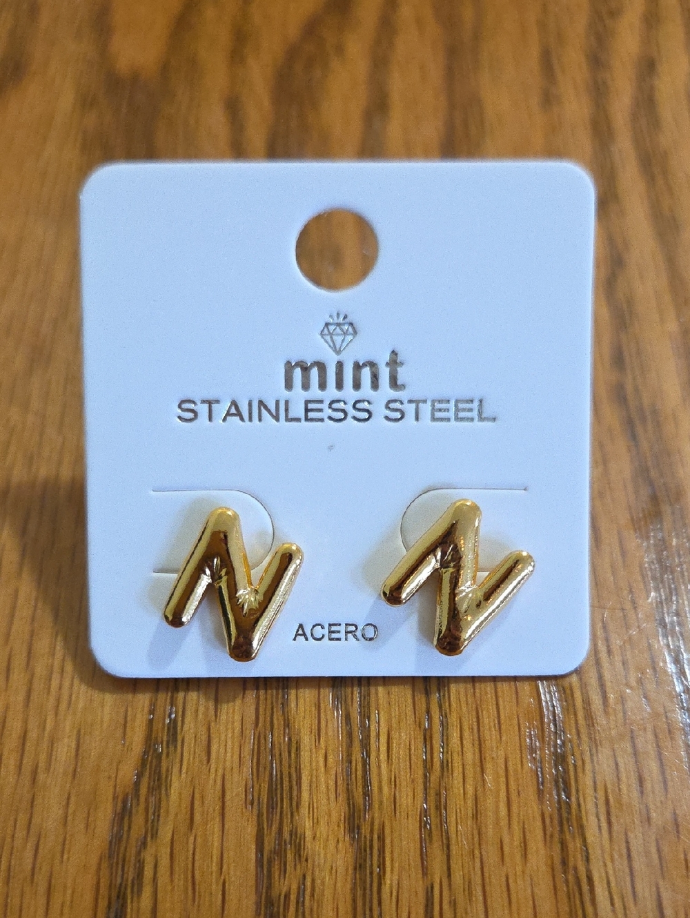 Mint Gold Zig-Zag Stainless Steel Stud Earrings